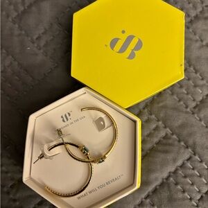 Gold Hoop Earrings with Blue Accents